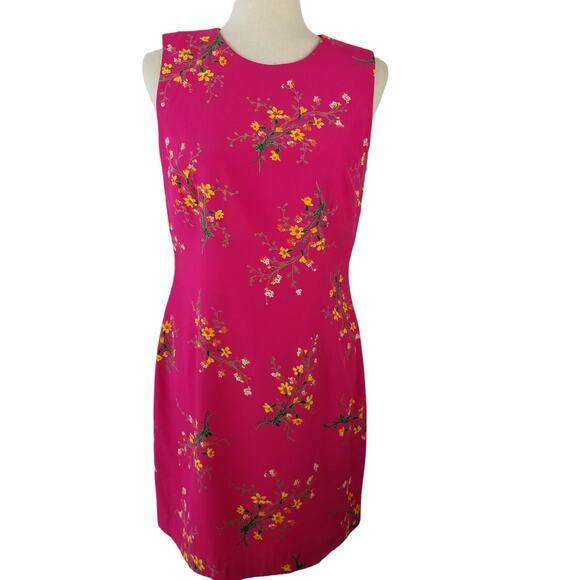 Laundry Shelli Segal Pink Green Yellow Floral Dress Excellent Size 8 USA Made - Picture 1 of 5